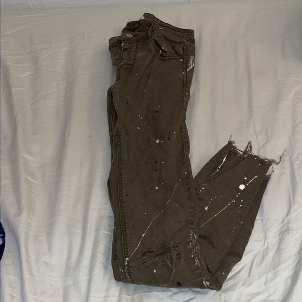 Zara Paint Splatter Ripped Jeans